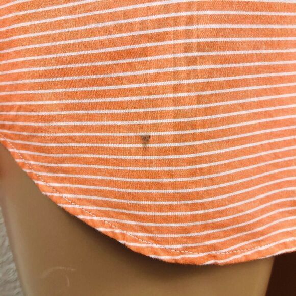 American Eagle Men's Athletic Fit‎ Button Up Orange White Striped Shirt Size L - Picture 12 of 12